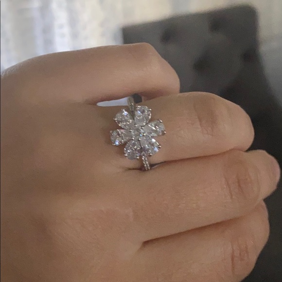 Snowflake 925 Silver Ring White Sapphire Size 6-10 - Picture 13 of 14